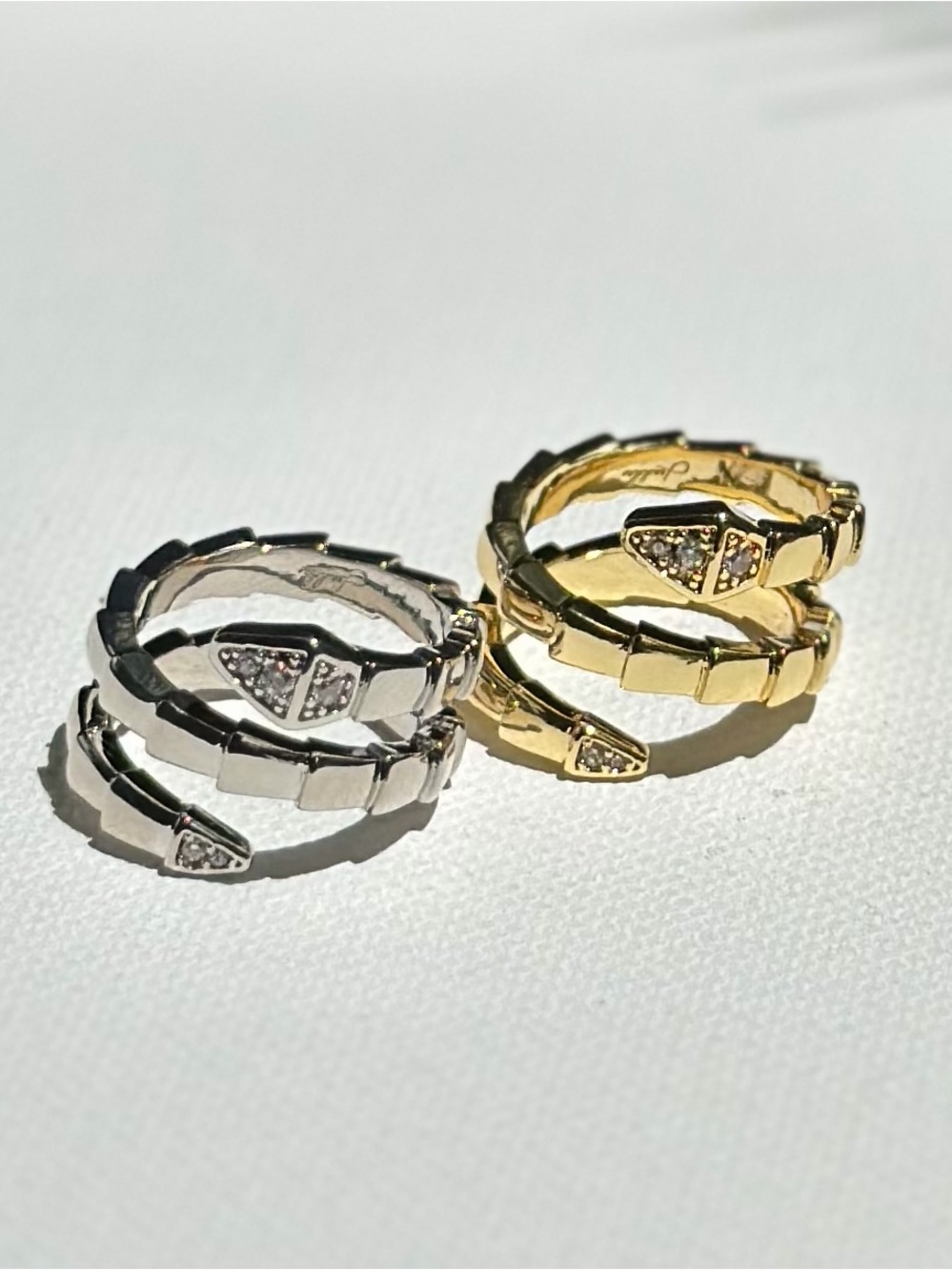 Snake Gold and Silver Pavé Snake Wrap Rings - Women Jewelry